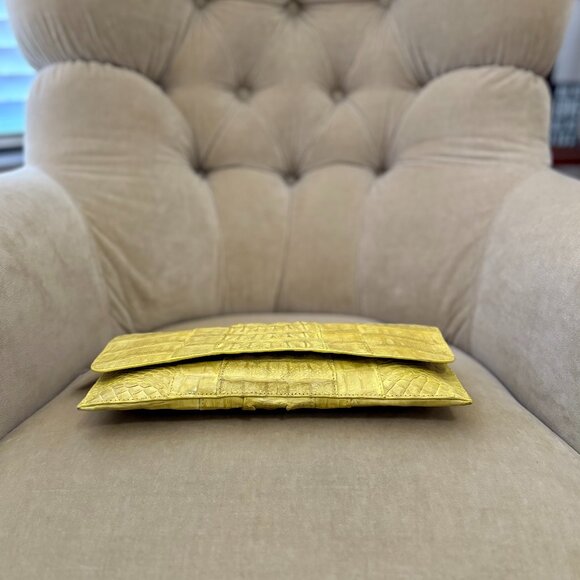 NEW Auth BYRON NEW YORK Genuine Crocodile Slim Flap Clutch Bag...GORGEOUS!